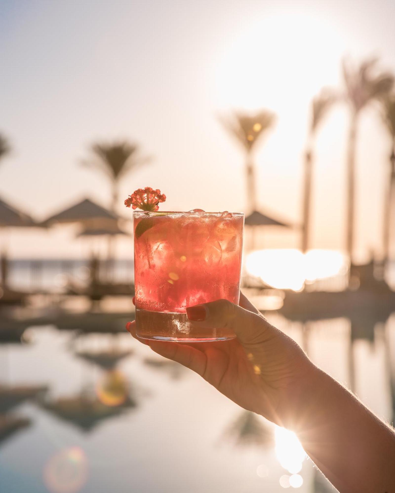 The Makadi Spa Hotel - Couples Only 18 Years Plus Hurgada Dış mekan fotoğraf A hand holding a glass of a cocktail